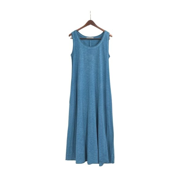 Peruvian Connection Womens Large Sleeveless Maxi Dress 100% Cotton Blue Casual - Picture 1 of 10